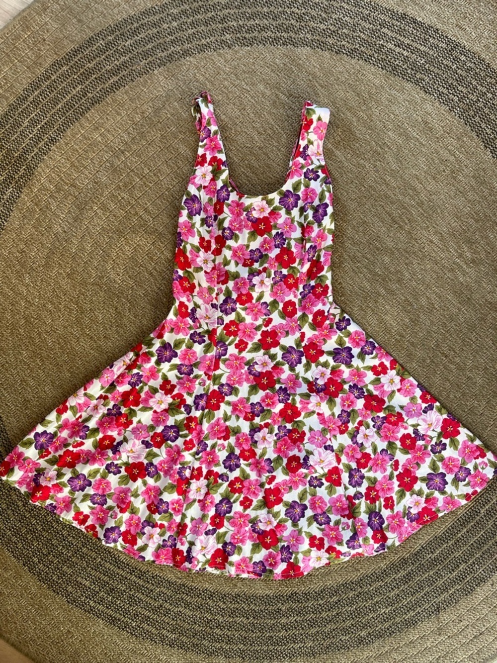 vintage 90s Rampage floral skater mini dress pink purple red floral coquette